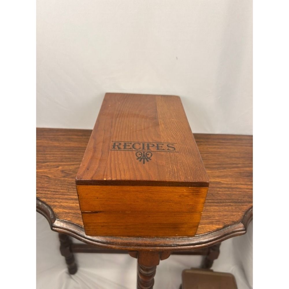 1970s Wooden Recipe Box with Hinged Lid & Divided Interior
